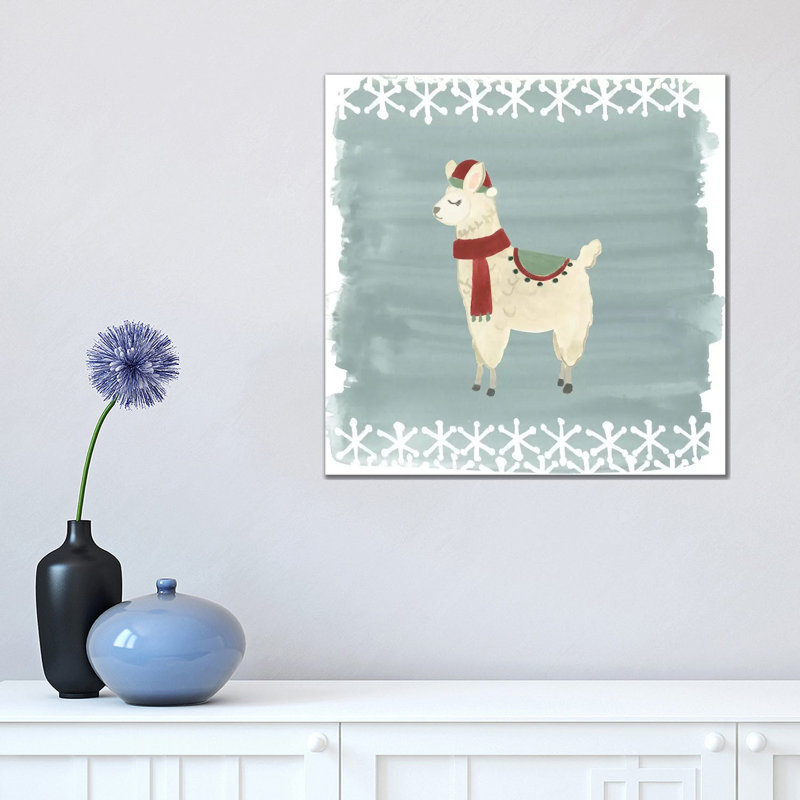 Winter Wonder Llama II 1 Piece Wrapped Canvas Painting, 45.72 cm H x 45.72 cm W x 1.91 cm D