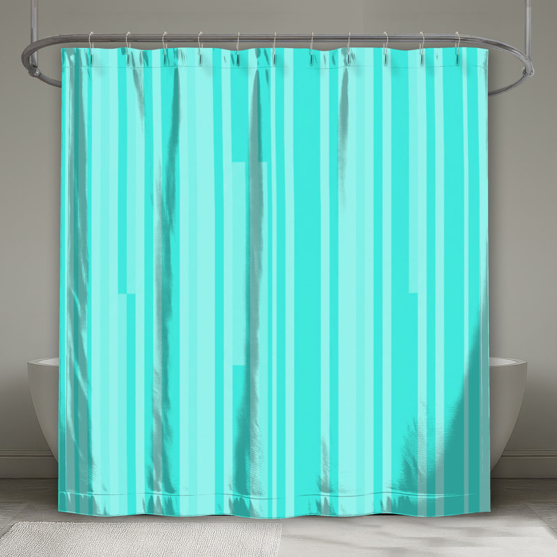 Rideaux de douche extra longs à rayures verticales, L 70 po x H 72 po, Bleu clair / bleu moyen