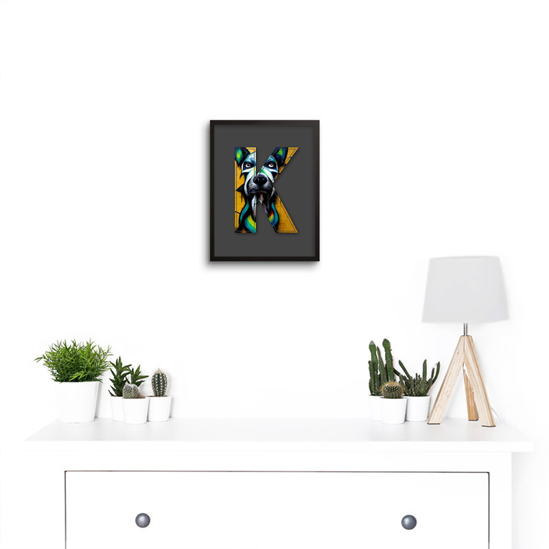 Letter K Dog Face - Single Picture Frame Print
