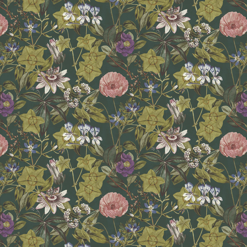 Exotica 2 Passiflora Performance Fabric, Emerald