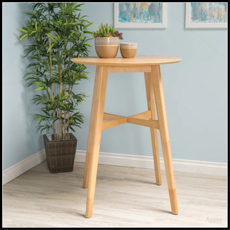 Table de bar ronde Mid-Century moderne - 42 po de hauteur avec pieds fuselés pour la cuisine, la salle à manger ou le bar maison