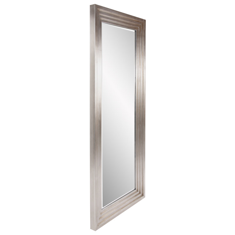 Amy Wood Flat Wall Mirror, 82" x 34", Silver
