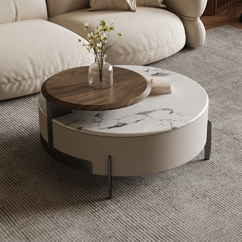Table basse ronde en pierre micro-cristalline