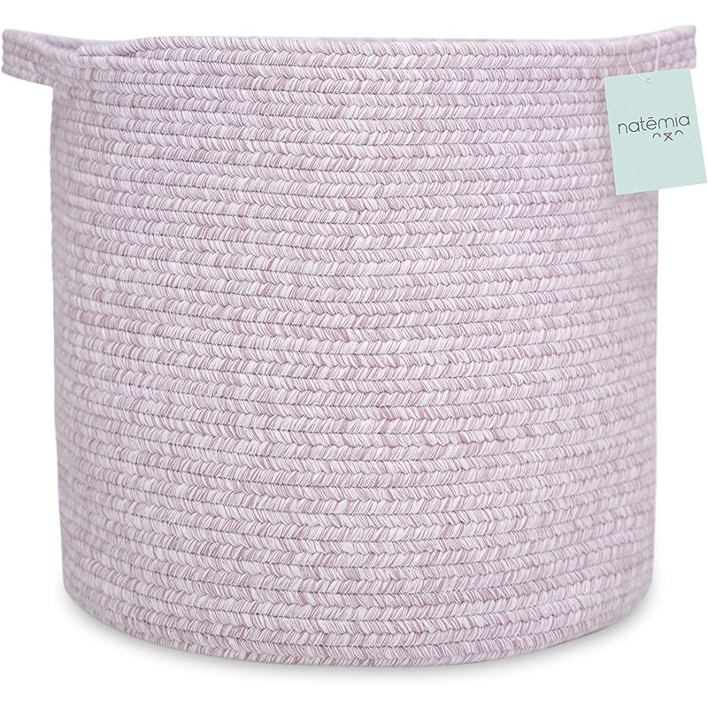 Panier à linge en coton, H 14 po x l 15 po x P 15 po, Rose