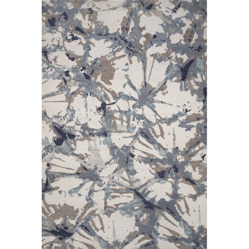 Shibori Abstract Area Rug, Rectangle 6' x 9'