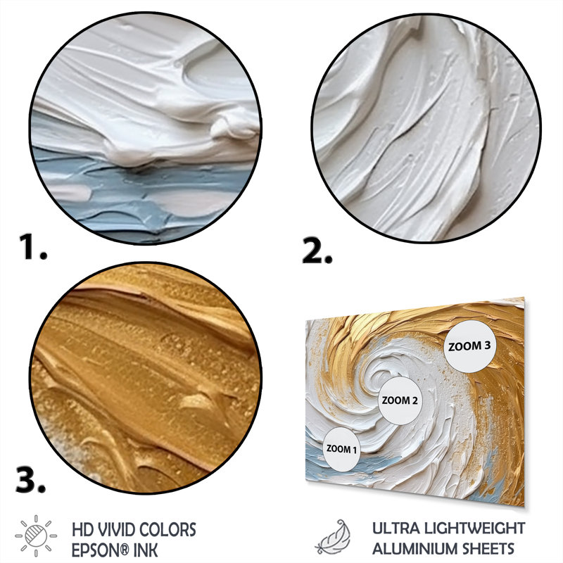 Décoration murale en métal spirale abstraite dorée II, H 12 po x l 20 po x P 1 po