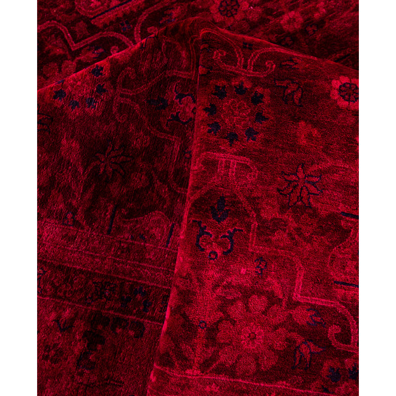Overdyed Hand-Knotted Wool Modern-Contemporary Red Area Rug 8' 0" x 8' 2"