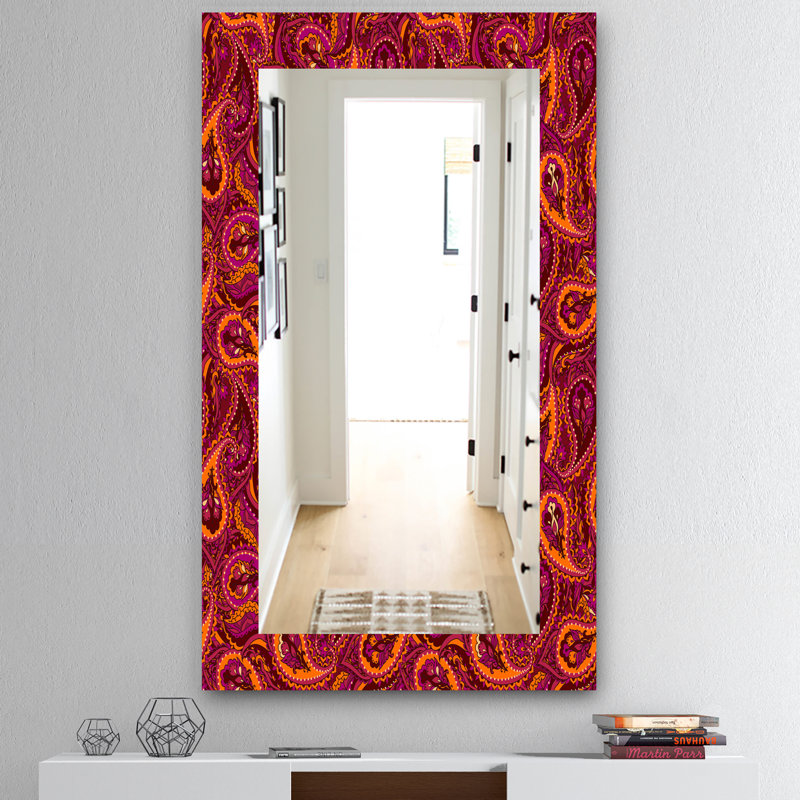 Miroir mural 12 bohémien et éclectique motif cachemire, H 39,4 po x l 29,5 po