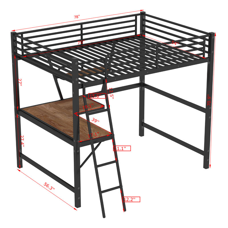 Lit mezzanine double Rhodes Kids, Noir, Double