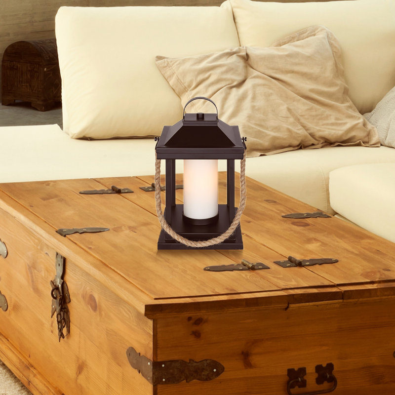Adrija 1 Light Table Lamp With Matte Black And Rope Finish And White Shade