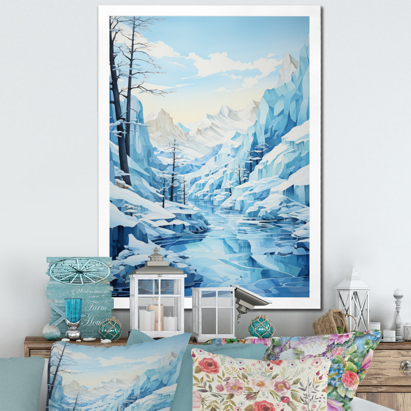 Glacier bleu glacier - Paysage et nature, art mural, Cadre photo blanc, H 32 po x l 16 po x P 1 po