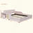 Upholstered Grounded Bed, Mother & Child Bed With Bedside Desk And Little Round Stool, Velvet-536502226-536502225