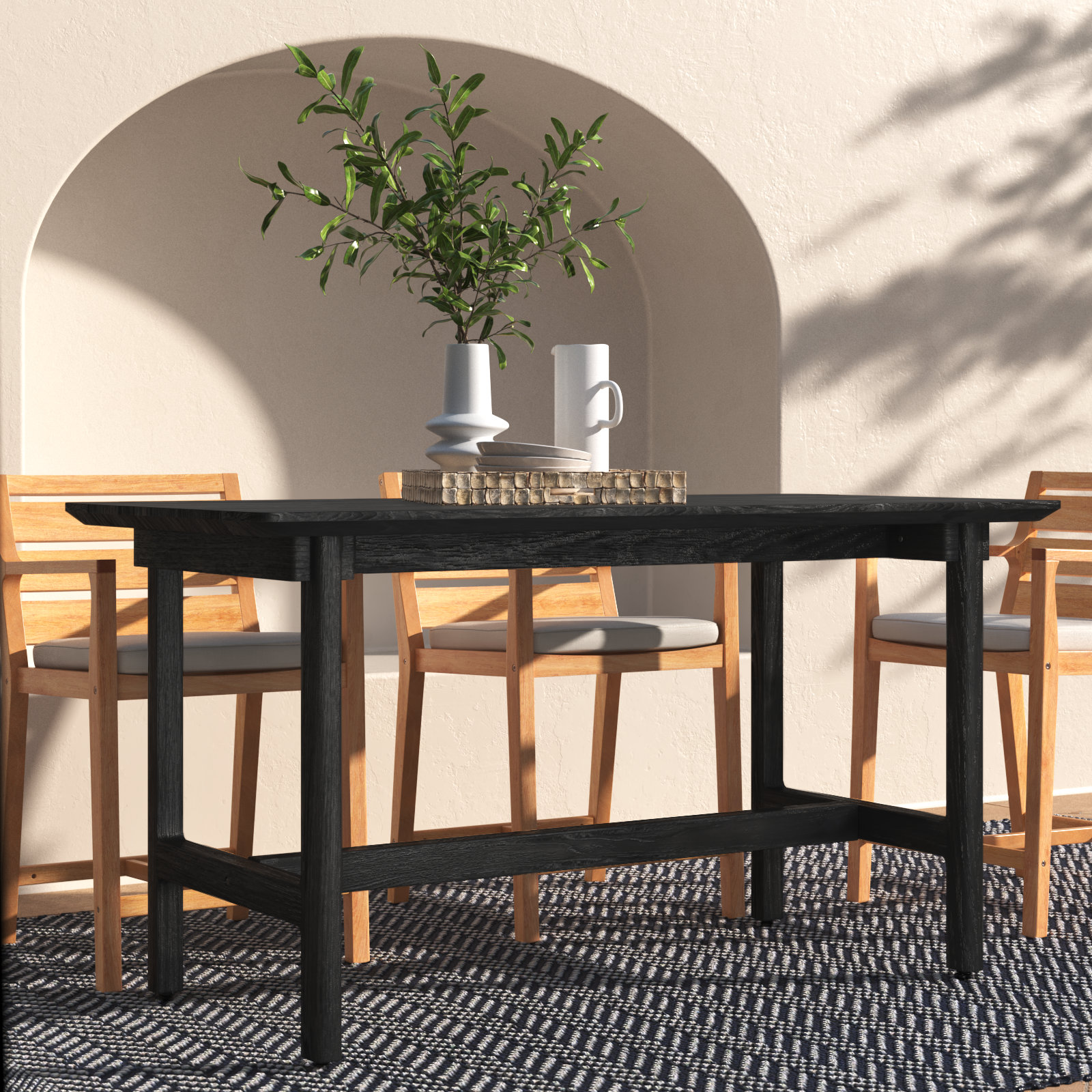 Dawn 66.93'' Teak Outdoor Table, Black