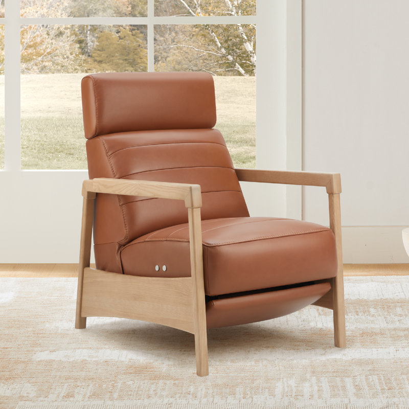 Amada 27.5" Wide Power Standard Recliner, Baja Camel Top Grain Leather