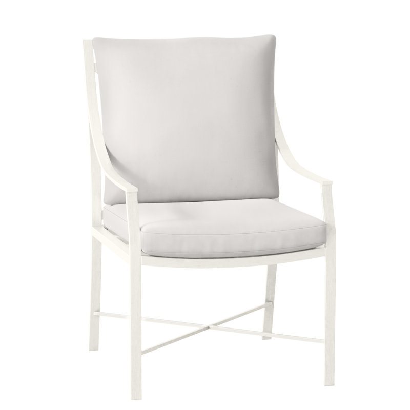 Monaco Patio Dining Armchair with Cushions, Slate Gray, Natural White, Welt