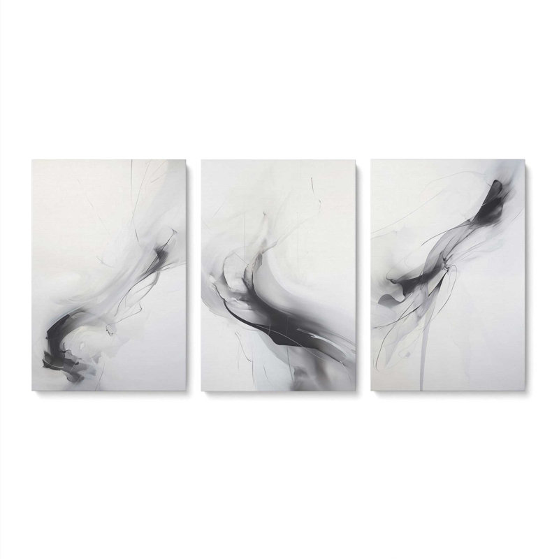 Ethereal Smoke Dance, ensemble de 3 impressions sur toile dans un cadre, Toile tendue, H 30 po x l 60 po x P 1,25 po