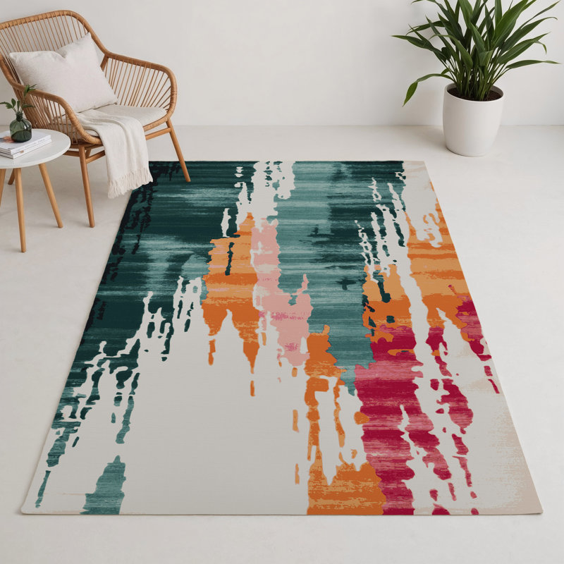 Tapis intérieur et extérieur beige Watercolor, Rectangulaire 3 pi x 5 pi