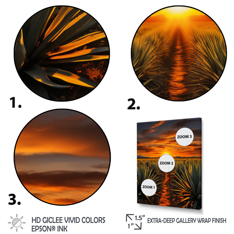 «Arabella Orange Green», art mexicain, tequila lever de soleil sur toile, H 32 po x l 24 po x P 1 po, Toile tendue