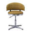 Tabouret en cuir souple rembourré de couleur curcuma, avec cadre et pivot pivotant confortable en métal