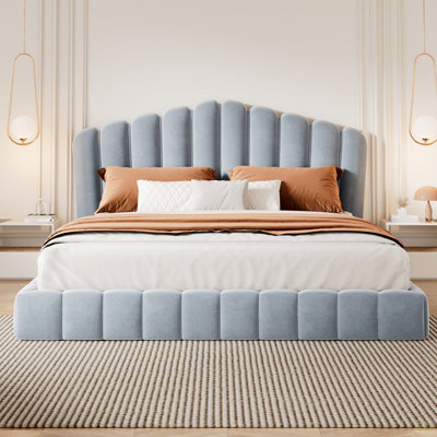 Tête de lit tapissier en velours pour lit double, sans sommier tapissier