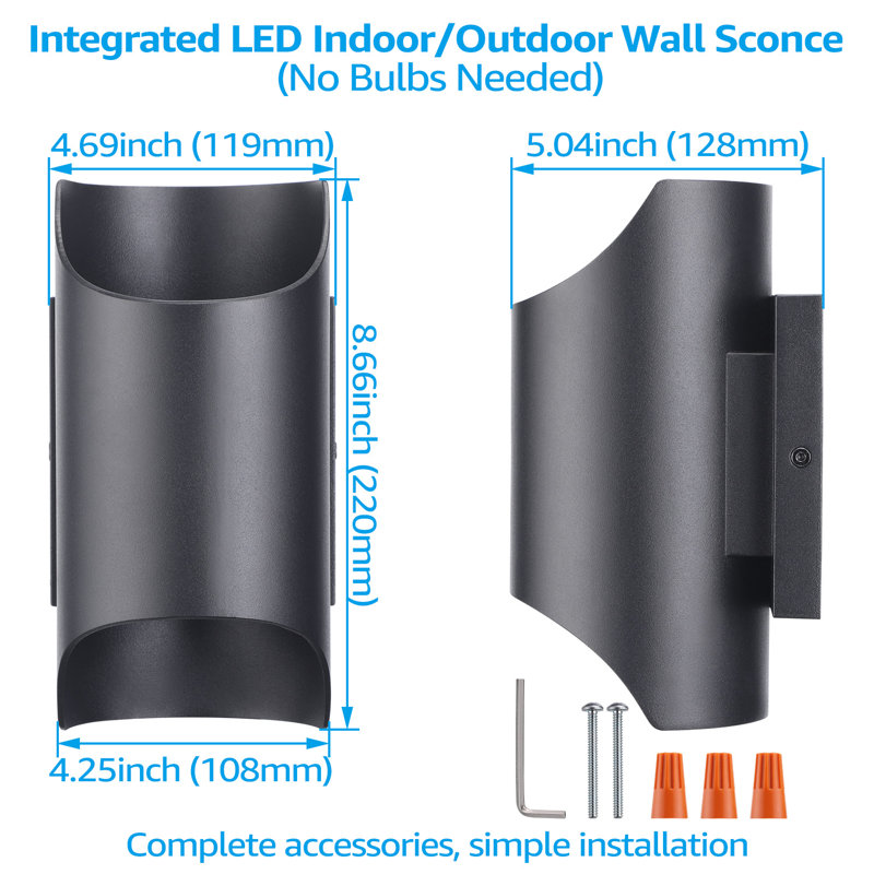 Commercial Grade LED Up Down Cylinder Wall Sconce for Patio Porch IP65 Waterproof