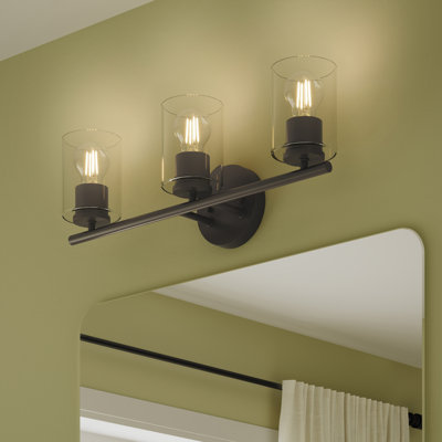 Éclairage pour salle de bain 3 lumières en bronze antique avec abat-jour en verre transparent Replay Collection