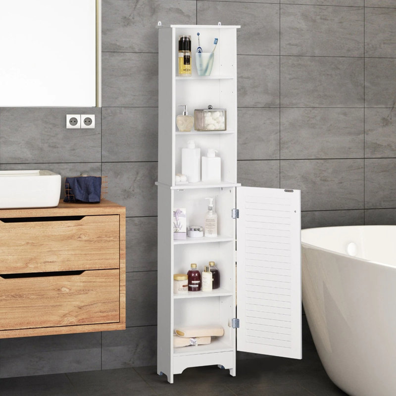 Armoire de salle de bain autoportante l 13,5 po x H 65 po x P 7,75 po