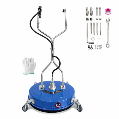 Nettoyeur haute pression 30 po avec 4 roues, deux poignées en acier inoxydable, accessoire de nettoyage de béton 5200PSI pour allée, trottoir, terrasse, patio - bleu avec roues et gants standards