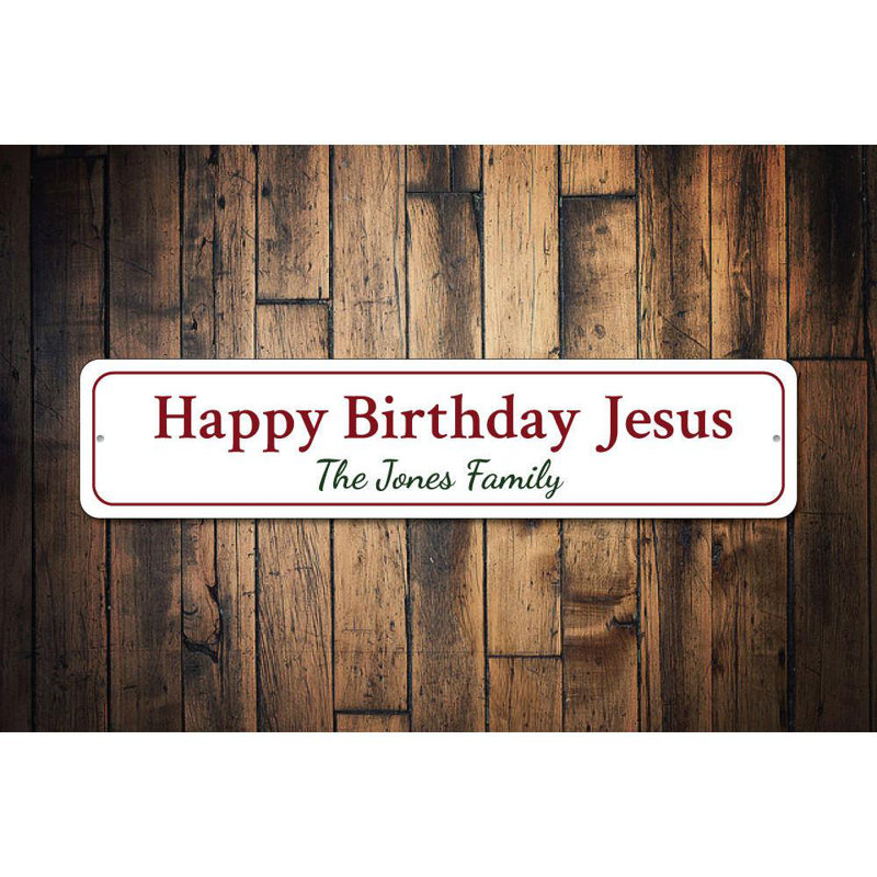 Plaque en aluminium «Jesus» Birthday, H 4 po x l 18 po x P 0,04 po