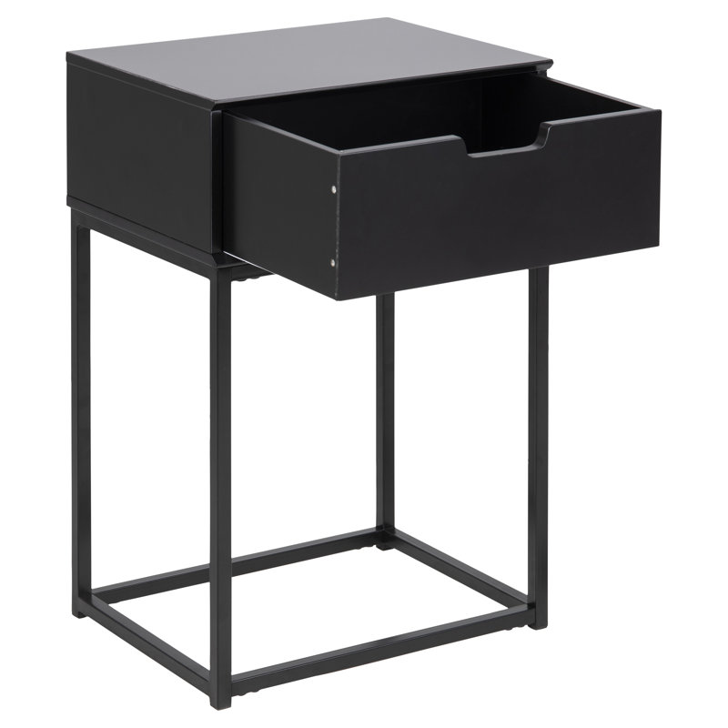 Depue 40cm W Manufactured Wood Bedside Table, Black