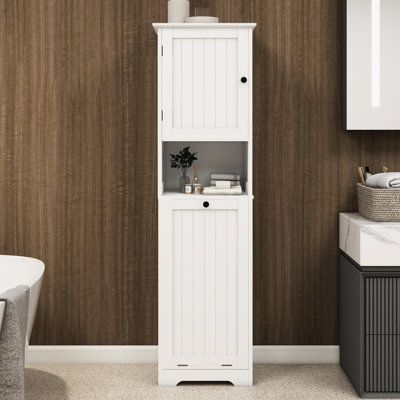Armoire à linge blanche avec trieur - un compartiment, porte, E1, peinture, capacité de poids de 60 lb, peu encombrante, surface de peinture facile à assembler et peu stable, porteuse,