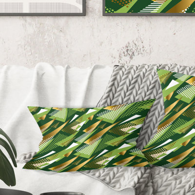 Coussin Triangular Gold and Green Design I - Mid-Century Modern Printed