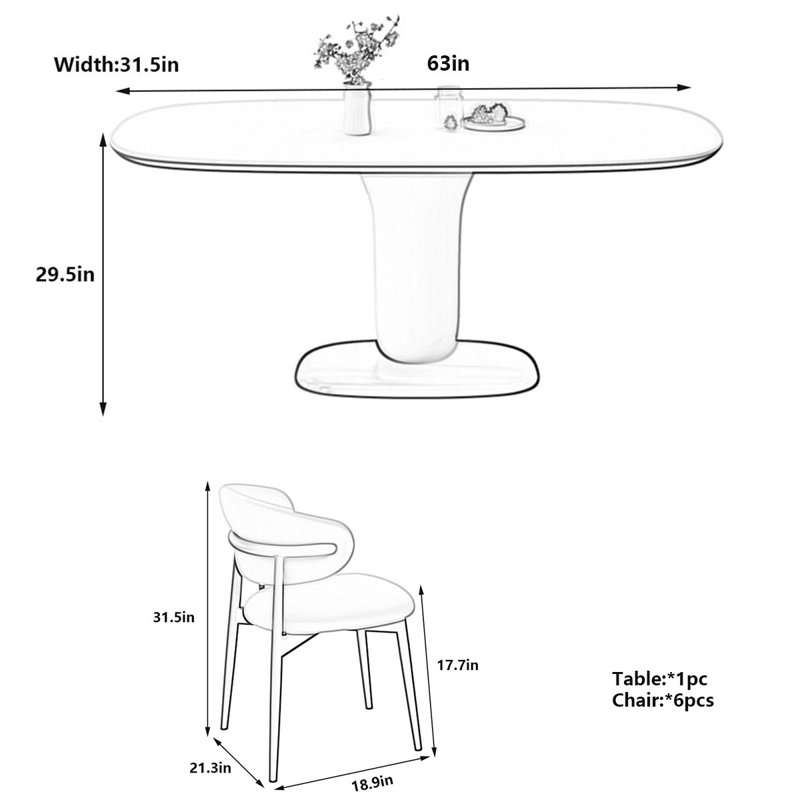 Rock plate Dining Table with Oak Legs, 29.5"H x 63"L x 31.5"W