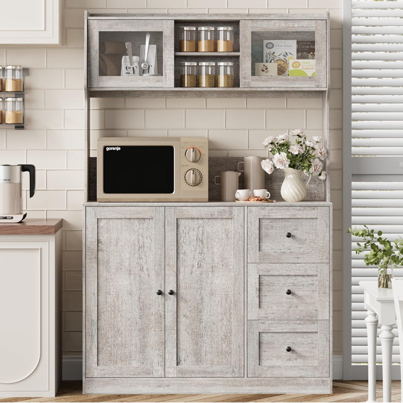 Armoire garde-manger avec tablette pour micro-ondes Farmhouse