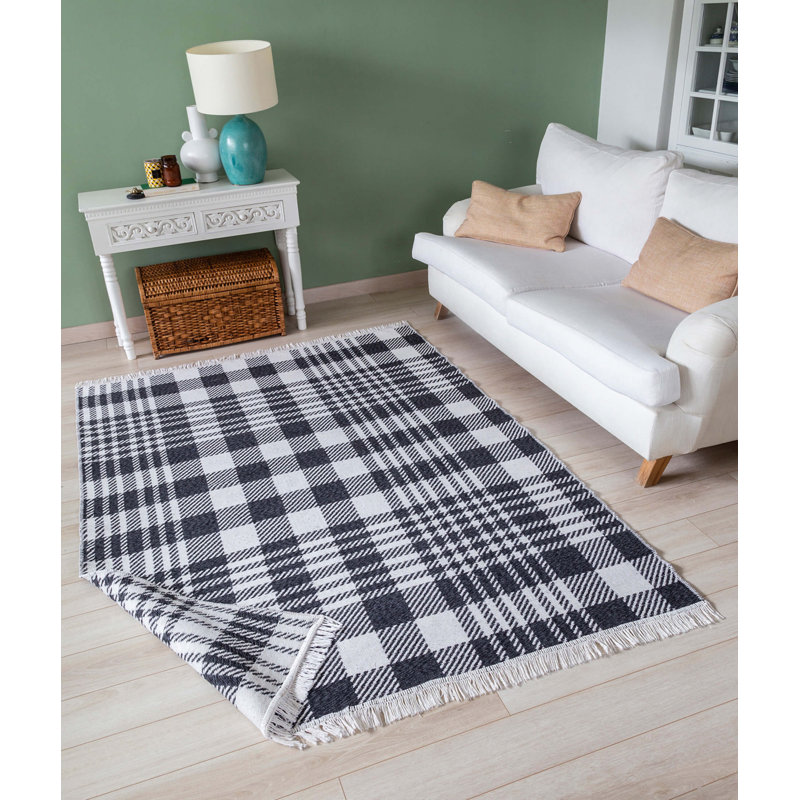 Rioux Cotton Plaid Indoor Rug, Rectangle 5'3" x 7'7"