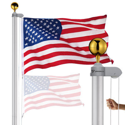 Yescom Bravery 13 Gauge Sectional Flag Pole Kit Aluminum for Outside House