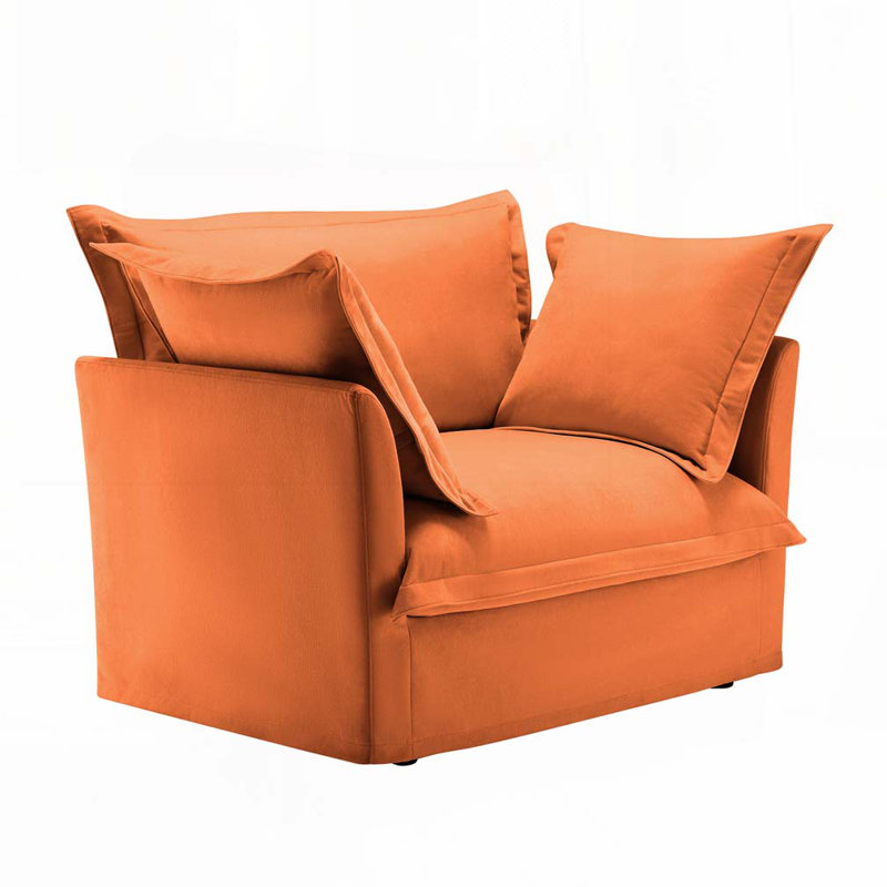 Latitude Run 49" Armchair with 2 Soft Pillows for Shetucket Modular Sectional Living Room set, Orange Chenille