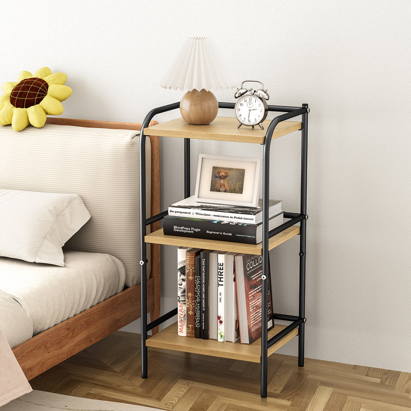 Vebreda 3-Tier Industrial Bookshelf, Rustic Wood and Metal Bookcase