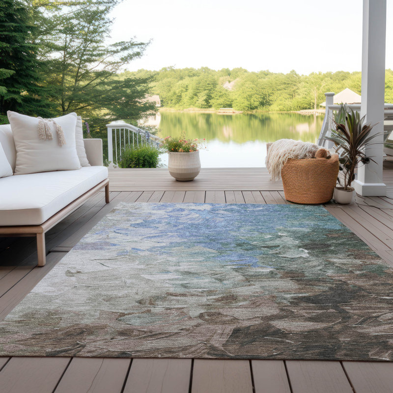 Braearis Blue Washable Indoor-Outdoor Rug - LOOMLAN, 5' x 7'6"
