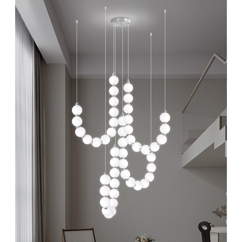 Lustre 48 lumières à DEL moderne à intensité variable noir, Argent argent