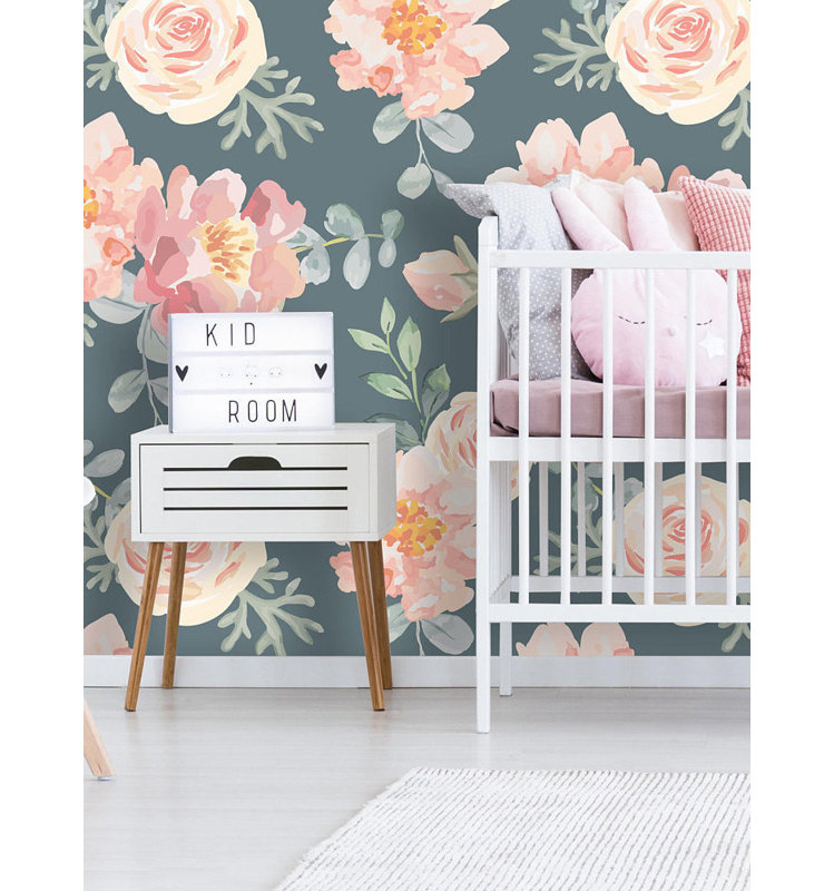 Rouleau de papier peint adhésif rétro à motif floral rétro L 8,33 pi x l 25 po Odeya