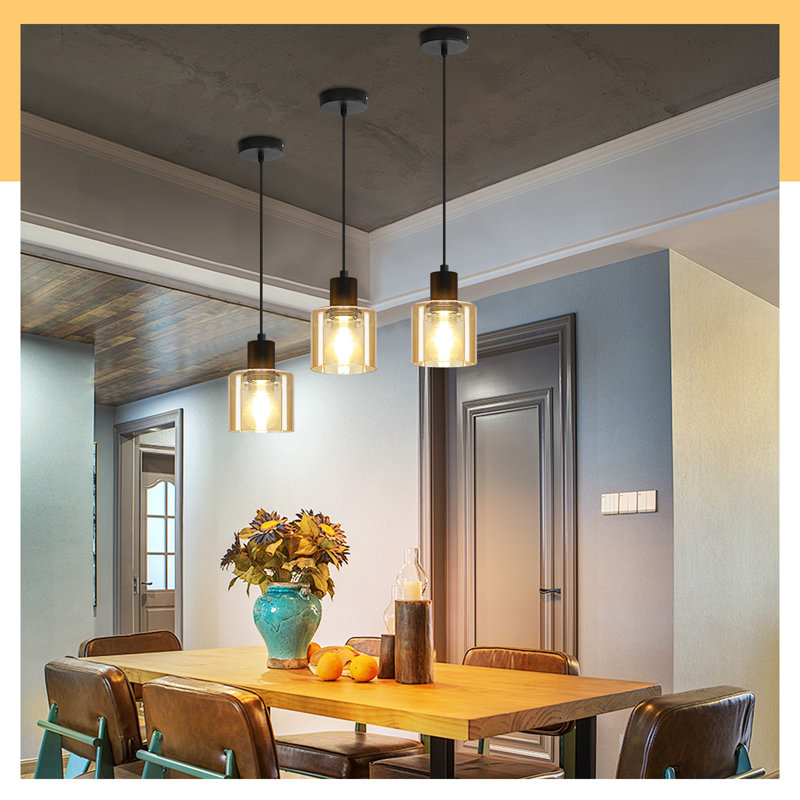 Dierking 1-Light Amber Kitchen Island Pendant