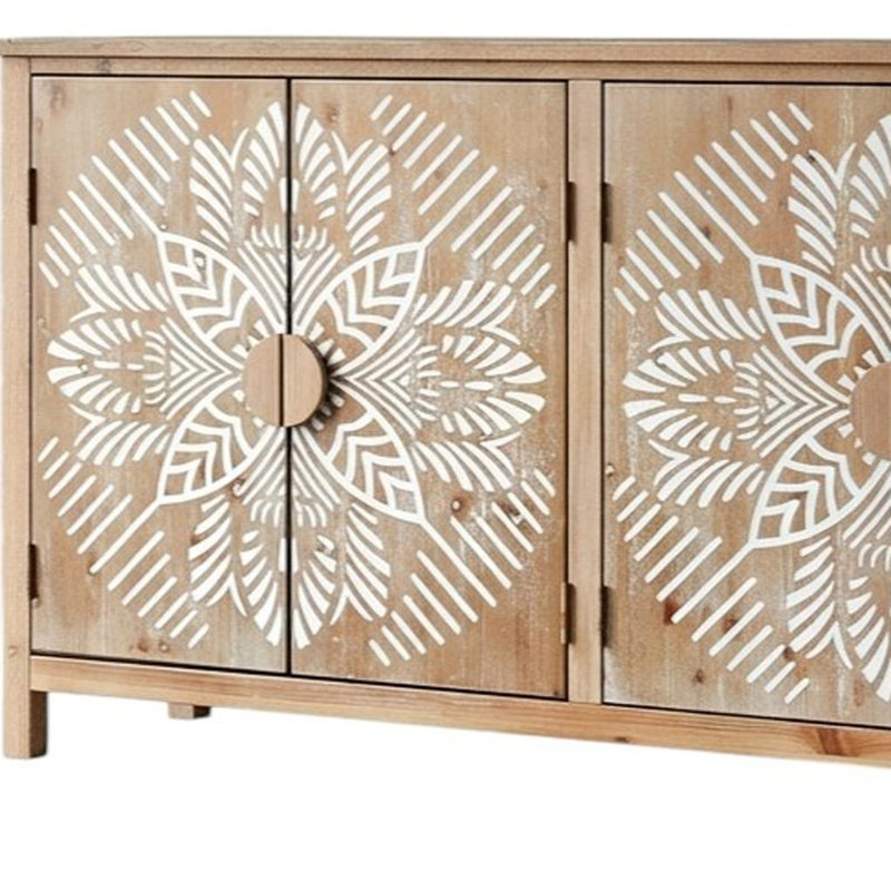 Armoire décorative florale 60 po avec quatre portes