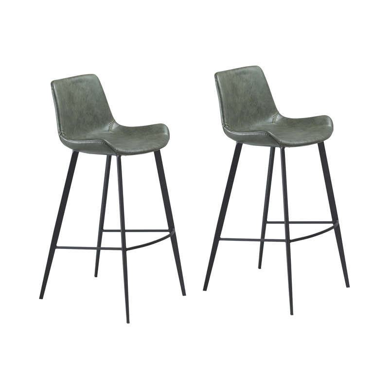 Hype Upholstered Counter Stool with Metal Frame, Faux Leather Vintage Green, 103cm H x 50cm W x 50cm D