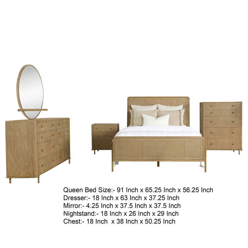 Ensemble de chambre à coucher 5 pièces Fij, Grand lit