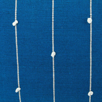  Housse de coussin rayé carré bleu