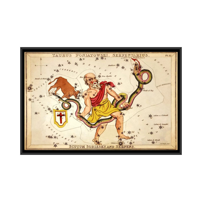 « ophiuchus, 1825 » par reproduction d’art sur toile Sidney Hall, H 18 po x l 26 po x P 1,5 po, Toile avec cadre noir