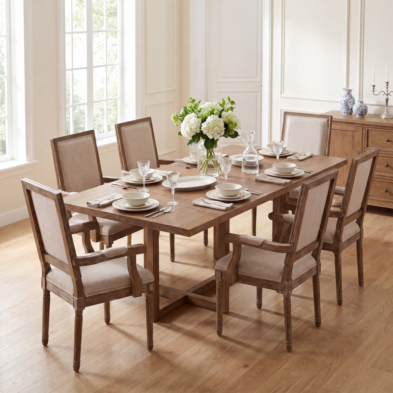 Ensemble de table de salle à manger 6 personnes avec chaises rembourrées Ethynn
