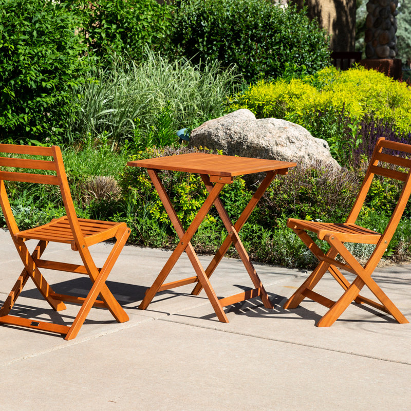 Eucalyptus bistro à l'huile naturelle - Résiste aux dommages 3 avec table carrée pour la détente en plein air