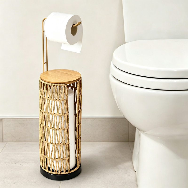Free Standing Toilet Paper Holder, Brown